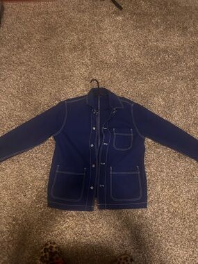 H&M Navy Jacket with White Contrast Stitching